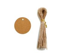 Etiquetas Adhesivas Etiquetas colgantes redondas en blanco, tarjetas de etiquetas papel Kraft Vintage, marcapáginas DIY, felicitación for mensajes, productos pequeños, 100 Uds., 3-5cm(4cm With Rope)