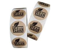 Etiquetas adhesivas kraft para alérgenos, 200 unidades, 3,5 cm, indicaciones: Vegano, Sin Gluten, Sin Azúcar, Sin Alcohol, Sin Lácteos, Sin Nueces, Sin Huevo, Sin Maní, Sin Soja (VEGAN)