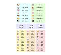 Etiquetas adhesivas personalizadas con tu texto | Pegatinas con dibujos y decoración de animales con texto personalizado. 40 Etiquetas en hoja laminada FUNNY ANIMALS