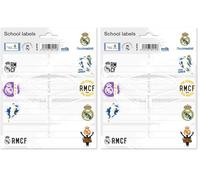 Etiquetas adhesivas Real Madrid - Pegatinas libro nombres/Pack etiquetas escolares - Vuelta al cole material escolar - Producto con licencia oficial (Paquete de 2)