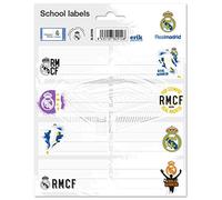 Etiquetas adhesivas Real Madrid - Pegatinas libro nombres/Pack etiquetas escolares - Vuelta al cole material escolar - Producto con licencia oficial