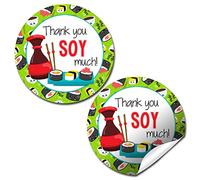 Etiquetas adhesivas Thank You Soy Much Sushi, 40 pegatinas de círculo de fiesta de 2 pulgadas por AmandaCreation, ideales para maestros, compañeros de trabajo, empleados y cualquier persona que necesite sentirse apreciada