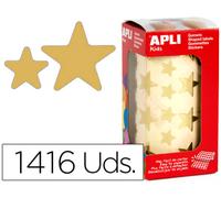 Etiquetas Autoadhesivas Apli Estrellas Grandes Doradas en Rollo c/ 1416 Unidades