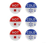 Etiquetas autoadhesivas de agua fría/caliente, 40 mm, redondas, rojas y azules, con símbolos de termómetro, para grifos fregaderos, rojo/azul