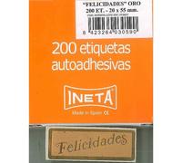 Etiquetas Autoadhesivas INETA Oro Felicidades, Rollo x200 Etiquetas