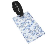 Etiquetas clásicas de equipaje con patrón de Toile azul y blanco, etiqueta de identificación de nombre, etiquetas de maleta, ideales para viajes, cruceros, mochilas, bolsas