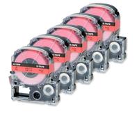 Etiquetas compatibles con 5pk 12 mm x 8m AC12RW Negro en Rojo para LW-400 LW-300 LW-700 LW600P K200BL Etiqueta Rollos de Etiqueta térmica