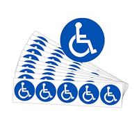 Etiquetas con símbolo de silla de ruedas para discapacitados, calcomanías redondas de 2 pulgadas, prácticas calcomanías para estacionamiento de discapacitados, 60 unidades