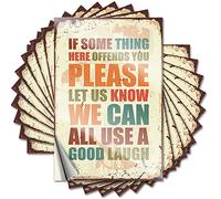 Etiquetas con texto en inglés "If Something Offends You Please Let Us Know We Can All Use A Good Laugh Magnetic Arch Wall Durable Vinyl/Cueva Door Weird Decor - Divertidas calcomanías para botellas de