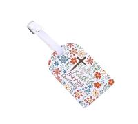 Etiquetas cristianas de equipaje para maletas Walking by Faith de piel sintética, etiquetas de maleta de viaje de Jesús (Faith LT)