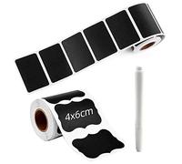 Etiquetas de 300 piezas: etiquetas de pizarra, etiquetas de tarro de almacenamiento de cocina y especias, kit de pegatinas con 1 bolígrafos borrables blancos