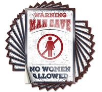 Etiquetas de advertencia de hombre cueva no se permiten mujeres para decoración divertida de la oficina y la pared caprichosa, calcomanías de vinilo para el exterior del coche (20 x 30 cm, 1 unidad)