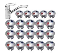 Etiquetas de agua fría y caliente - PP 0,88 cm, 20 unidades, botones indicadores de grifo impermeables, señales de calor y frío, marcadores universales de mango de grifo para reemplazo de fregadero de