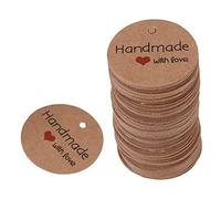 Etiquetas de colgar de 100 piezas, etiquetas de papel kraft marrones etiqueta de papel colgante hecha a mano Kraft etiqueta para ropa Craft de bricolaje de bodas Vacaciones de boda (do)