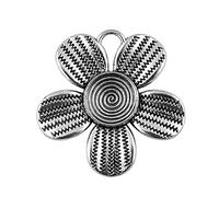 Etiquetas de color plateado antiguo para hacer joyas de Año Nuevo, colgantes de flores huecas talladas para llaveros, colgantes para hacer joyas, talla única, como se describe, como se describe