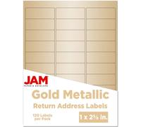 Etiquetas de direcci n de retorno JAM PAPER - Env o est ndar - 1 x 2 5/8 - Dorado met lico - 120 etiquetas de env o/paquete