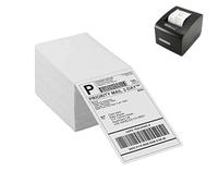 Etiquetas de dirección de envío térmico,Etiquetas de impresora térmica,Doblar papel postal perforado | 500 etiquetas por pila Códigos de barras para franqueo térmico directo de alta adhesivit