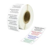 Etiquetas de dirección personalizadas autoadhesivas GoodMarkt | 48x18 mm, 50 etiquetas/rollo, plástico blanco | Etiqueta de dirección resistente al agua y al desgarro, pegatinas con nombres.