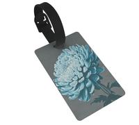 Etiquetas de equipaje con diseño de flor de crisantemo, color verde azulado, ideal para viajes, cruceros, mochilas, bolsas