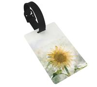 Etiquetas de equipaje con diseño de girasoles en la niebla para maletas, etiqueta de maleta de PVC con bucle, tarjeta de dirección para etiqueta de equipaje para cruceros y viajes al aeropuerto