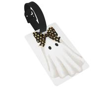 Etiquetas de equipaje con diseño de lunares negros y dorados, ideales para viajes, cruceros, mochilas, bolsas