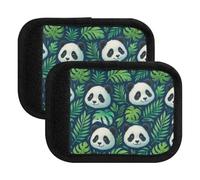 Etiquetas de equipaje con diseño de panda verde tropical y hojas tropicales, cubierta de asa de agarre suave para maleta, bolsa de la compra, Lindas hojas tropicales verdes panda, Set of 2