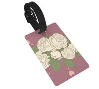 Etiquetas de equipaje con diseño de rosa blanca de amor. Duradero y elegante, este accesorio de viaje unisex hace que sea fácil identificar tu equipaje.