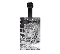 Etiquetas de equipaje con estampado de leopardo de nieve con cubierta de privacidad trasera completa, etiquetas de identificación de PVC duraderas, accesorios de viaje seguros