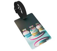 Etiquetas de equipaje con estampado de pasteles de feliz cumpleaños para maletas, compactas y ligeras para viajes en cruceros y aeropuertos