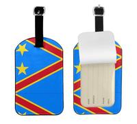 Etiquetas de equipaje con impresión de la bandera del Congo - Etiqueta de dirección portátil para maleta, soporte para etiquetas de viaje de crucero, vacaciones, accesorio de viaje, protección de