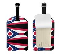 Etiquetas de equipaje con impresión de la bandera del estado de Ohio, etiqueta de dirección portátil, soporte para etiquetas de maleta, accesorio de viaje para crucero, vacaciones, protección de
