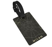Etiquetas de equipaje con impresión de mapa de la ciudad de Milán, etiqueta de identificación, identificadores de equipaje para maletas, etiquetas de bolsa de mano, para mujeres y hombres