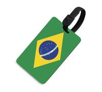 Etiquetas de equipaje con la bandera de Brasil para maletas, bolsos de mano, bolsas de viaje, etiquetas de identificación de equipaje de viaje con tarjeta de identificación