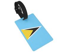 Etiquetas de equipaje con la bandera de Santa Lucía, etiqueta de identificación de nombre, etiquetas de maleta, ideales para viajes, cruceros, mochilas, bolsas