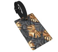 Etiquetas de equipaje de cobre negro con diseño de hojas de Monstera, etiquetas de identificación para maleta, ideal para viajes, cruceros, mochilas, bolsas
