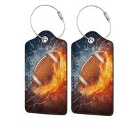 Etiquetas de equipaje de cuero Fire Ice Rugby para maletas, identificadores, etiqueta de identificación con cubierta de privacidad, artículos esenciales de viaje (4 unidades)