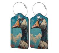 Etiquetas de equipaje de cuero para maletas, etiquetas de maleta de pato de acuarela azul, identificadores de equipaje para maletas, etiquetas de identificación, bolsa de viaje para accesorios de