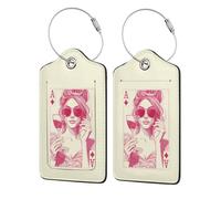 Etiquetas de equipaje de cuero para maletas, etiquetas de maleta de señora Ace of Diamonds, identificadores de equipaje para maletas, etiquetas de identificación, bolsa de viaje para accesorios de