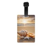 Etiquetas de equipaje de playa de concha de paisaje para maletas etiquetas duraderas para bolsas para reconocer fácilmente bolsas esenciales para viajar, Blanco, One Size