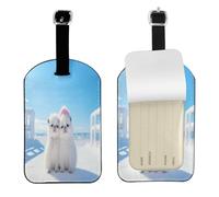 Etiquetas de equipaje de The White Little Dog in The Snow, identificación de maleta de viaje, piel sintética suave, artículos esenciales de viaje aéreo