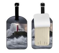 Etiquetas de equipaje de viaje con estampado de faro en tormenta, elegante etiqueta de equipaje de 4.3 x 2.76 pulgadas para accesorios de maletas