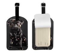 Etiquetas de equipaje de viaje con estampado de perro carlino negro, escala estándar 2_00x, elegante etiqueta de equipaje de 4.3 x 2.76 pulgadas para accesorios de maletas