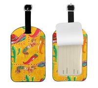 Etiquetas de equipaje de viaje con estampado de sombrero de cactus y chile, elegante etiqueta de equipaje de 4.3 x 2.76 pulgadas para accesorios de maletas