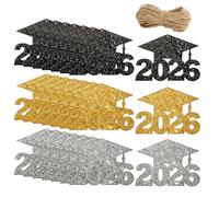 Etiquetas De Graduación - Chispeante Sombrero Etiqueta 24 piezas,Dos mil Veintiséis De Graduación | Para la Escuela de la Escuela Florero Pot Centros Decoración De Mesa Paquete