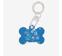 Etiquetas de identificación de mascotas con diseño de ciudades y monumentos coreanos con forma de hueso, etiquetas acrílicas para perros y gatos, con anillo para perro y gato, manualidades colgantes