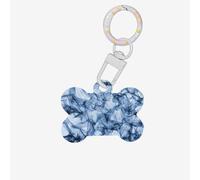 Etiquetas de identificación de mascotas con estampado de mármol azul oscuro, con forma de hueso, etiquetas acrílicas para perros y gatos, con anillo para perro y gato, manualidades colgantes