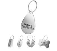 Etiquetas de identificación de Mascotas de Acero Inoxidable Etiquetas de Perro Personalizadas Personalizadas Grabado Frontal/Posterior para Gato y Perro con Diferentes Formas（Enviar 2 marcas）