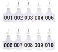 Etiquetas de identificación para animales, 100 etiquetas for orejas de ganado de plástico PE multicolor, números 001-1000, 2,95 x 2,36 pulgadas(White,101-200)