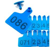 Etiquetas de identificación para animales, 100 etiquetas for orejas de ganado de plástico PE multicolor, números 001-1000, 2,95 x 2,36 pulgadas(Blue,101-200)