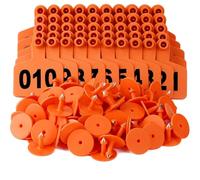 Etiquetas de identificación para animales, Crotales de oreja for ganado de plástico numerados 1-2000 Multicolor 2,95x2,36 pulgadas(Orange,101-200)